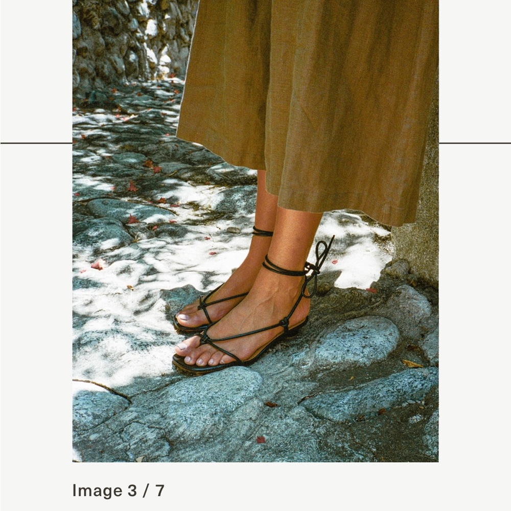 LOQ Black Strappy Leather Sandals - Picture 3 of 10
